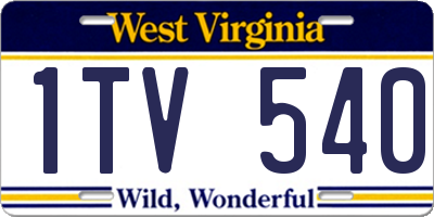 WV license plate 1TV540