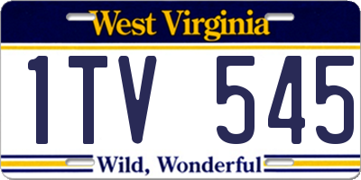 WV license plate 1TV545