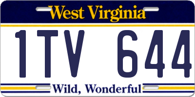 WV license plate 1TV644
