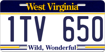 WV license plate 1TV650