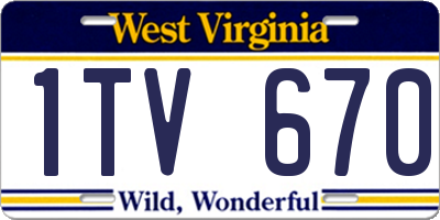 WV license plate 1TV670