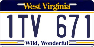WV license plate 1TV671