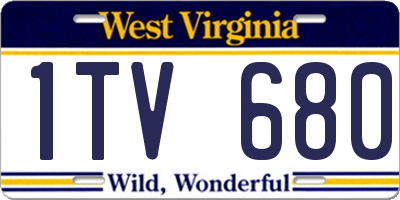 WV license plate 1TV680