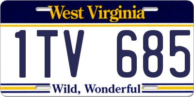 WV license plate 1TV685