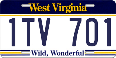 WV license plate 1TV701