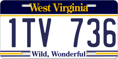 WV license plate 1TV736