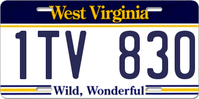 WV license plate 1TV830
