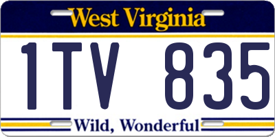 WV license plate 1TV835