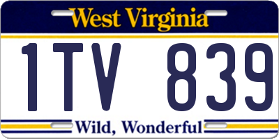 WV license plate 1TV839