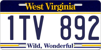 WV license plate 1TV892