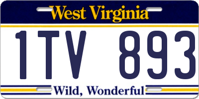 WV license plate 1TV893