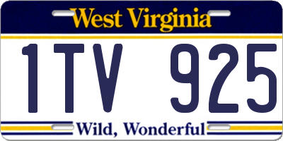 WV license plate 1TV925