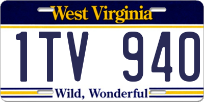 WV license plate 1TV940