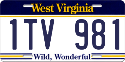 WV license plate 1TV981