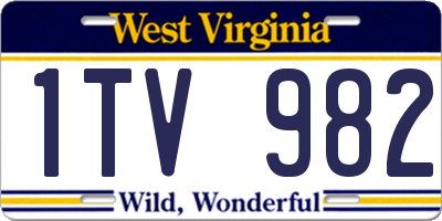 WV license plate 1TV982