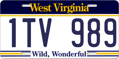 WV license plate 1TV989