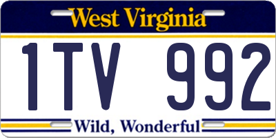 WV license plate 1TV992