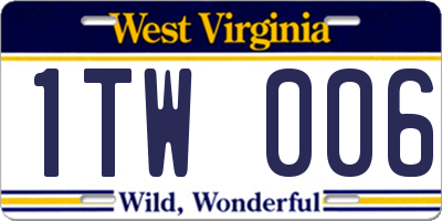 WV license plate 1TW006
