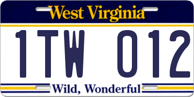 WV license plate 1TW012