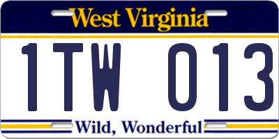 WV license plate 1TW013
