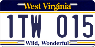 WV license plate 1TW015