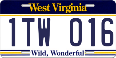 WV license plate 1TW016