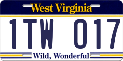 WV license plate 1TW017