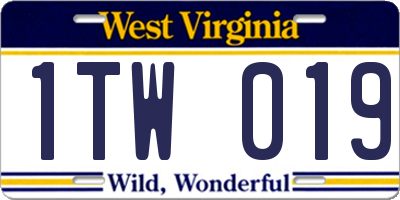 WV license plate 1TW019