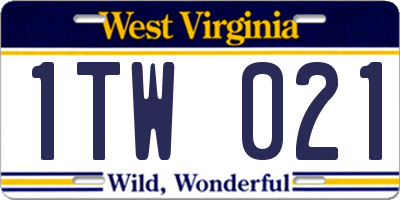 WV license plate 1TW021