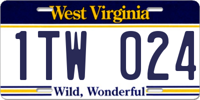 WV license plate 1TW024
