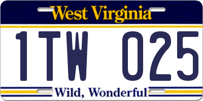WV license plate 1TW025