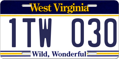 WV license plate 1TW030