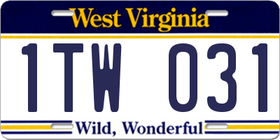 WV license plate 1TW031