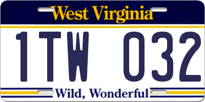WV license plate 1TW032