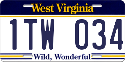 WV license plate 1TW034