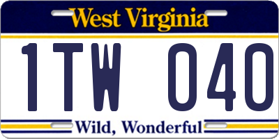 WV license plate 1TW040