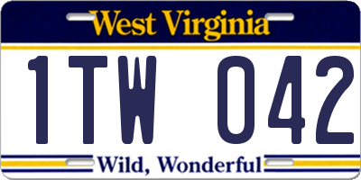 WV license plate 1TW042