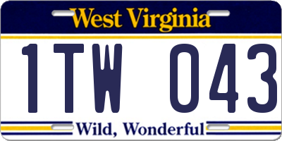 WV license plate 1TW043