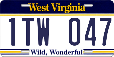 WV license plate 1TW047