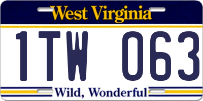 WV license plate 1TW063