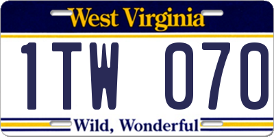 WV license plate 1TW070