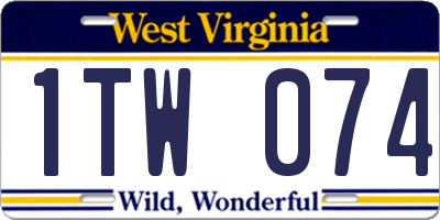 WV license plate 1TW074