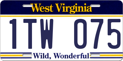 WV license plate 1TW075