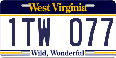 WV license plate 1TW077
