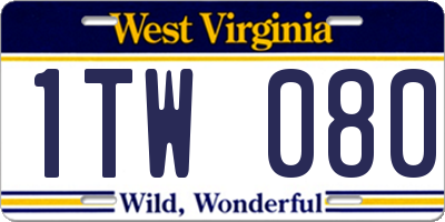 WV license plate 1TW080