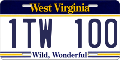 WV license plate 1TW100