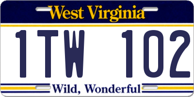 WV license plate 1TW102