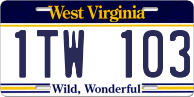 WV license plate 1TW103