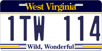 WV license plate 1TW114