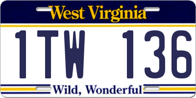 WV license plate 1TW136